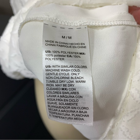 White House Black Market Smocked Blouson Dress Ivory M Sheer Romantic Feminine - Picture 12 of 16